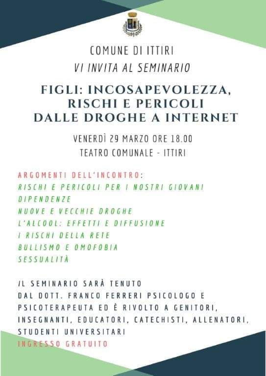 Seminario  "figli: inconsapevolezza, rischi e pericoli, dalle droghe a internet"
